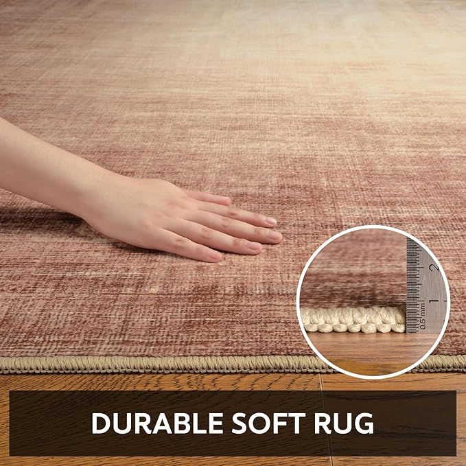 4x6 Area Rugs for Living Room, Machine Washable Non Slip Area Rug Modern Abstract Indoor Rug Carpet Ultra Soft Rugs for Bedroom Dining Room Playroom Bedside Office,Rust Red