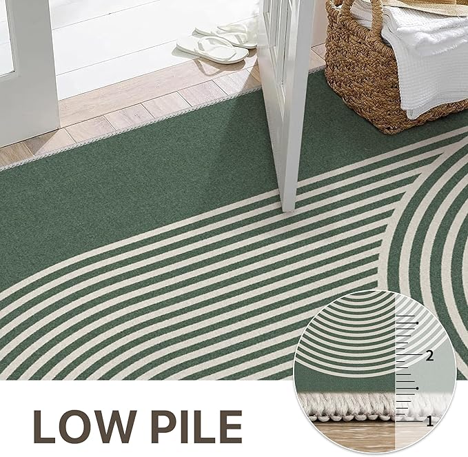 Bavni 5x7 Area Rugs, Abstract Machine Washable Rug Non Slip, Modern Printed Soft Living Room Rug, Stain Resistant Rugs for Bedroom, Dining Room, Sage Green Lines