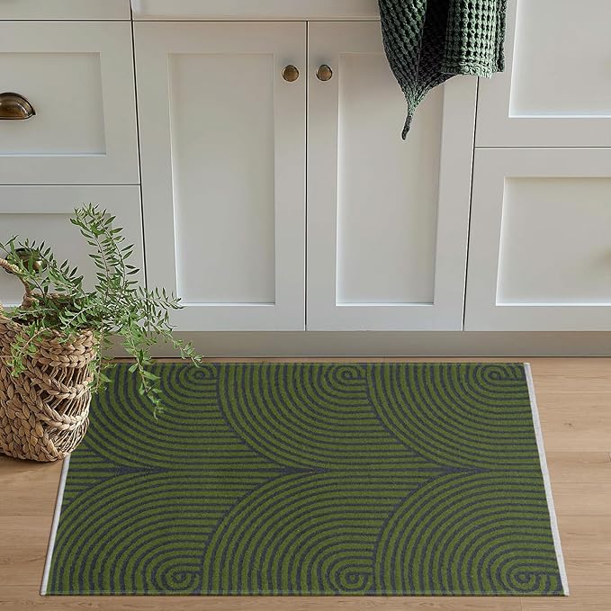 Tiffasea Small Area Rug 2'x3' Washable Indoor Mats for Entryway Kitchen Rugs Outdoor Door Mat Indoor Entrance Cotton Modern Throw Rugs Entry Rug for Bathroom Bedroom, Green