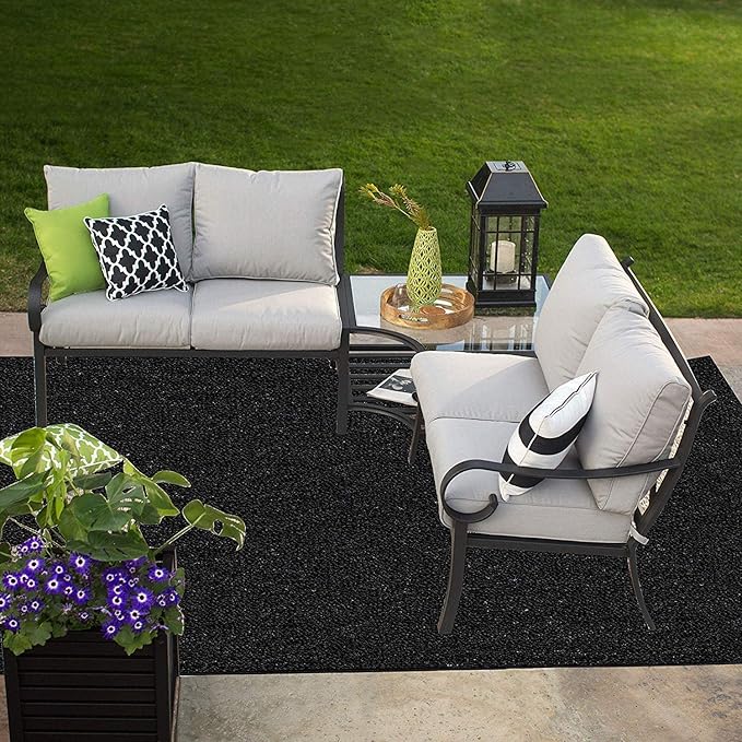 Ambiant Broadway Collection Pet Friendly Indoor Outdoor Area Rugs Black - 2' x 6' Runner, Stain & Fade Resistant, Easy Care, Pet & Kids Friendly, Made in USA, Perfect for Weddings & Everyday Use!
