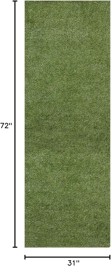 Sweet Home Stores Lifelike Artificial Grass Runner Rug 3x6 Indoor/Outdoor with Drainage Holes, Customizable Thick High Pile for Backyards, Patio, Bedroom Rug, 2'7" x 6'