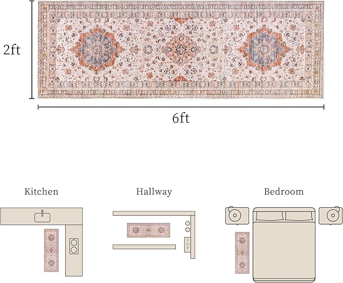 Non Slip Runner Rug, Kitchen Mat, 2x6 Washable Rugs, Runners For Hallways, Area Rug For Bedroom, Low Pile Soft Rugs, Kitchen Floor Mats, Slip Resistance, Durable Rug For Hallways, Bedroom, Kitchen