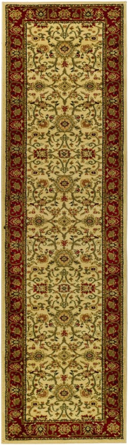 SAFAVIEH Lyndhurst Collection 8' Round Ivory/Red LNH212K Traditional Oriental Non-Shedding Dining Room Entryway Foyer Living Room Bedroom Area Rug