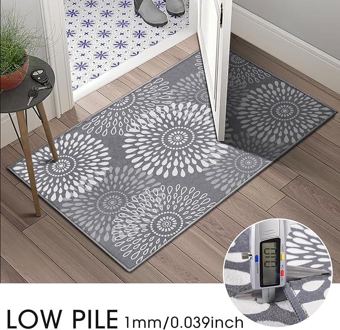 LuxStep Area Rug, 6'x9' Entryway Rug, Non-Slip Washable Hallway Runner Rug, Ultra-Thin Foldable Indoor Carpet for Kitchen Bedroom Bathroom, Grey