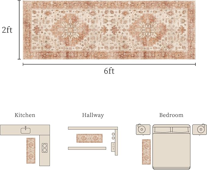 Non Slip Runner Rug, Kitchen Mat, 2x6 Washable Rugs, Runners For Hallways, Area Rug For Bedroom, Low Pile Soft Rugs, Kitchen Floor Mats, Slip Resistance, Durable Rug For Hallways, Bedroom, Kitchen