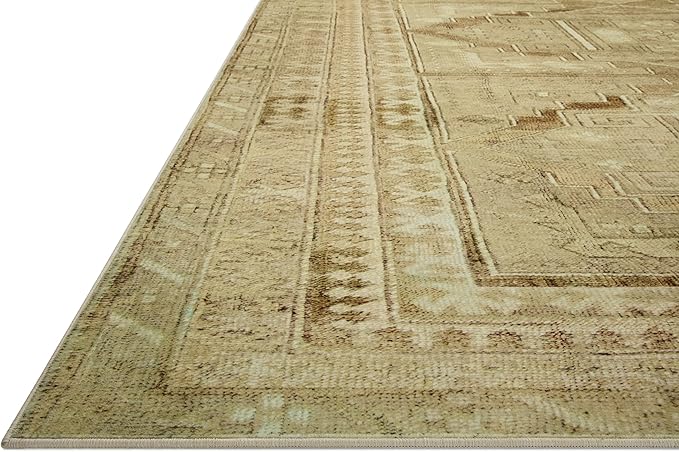 Loloi Magnolia Home by Joanna Gaines Sinclair Collection SIN-02 Khaki/Tobacco 3'-6" x 5'-6", .25" Pile Height, Machine Washable, Accent Rug