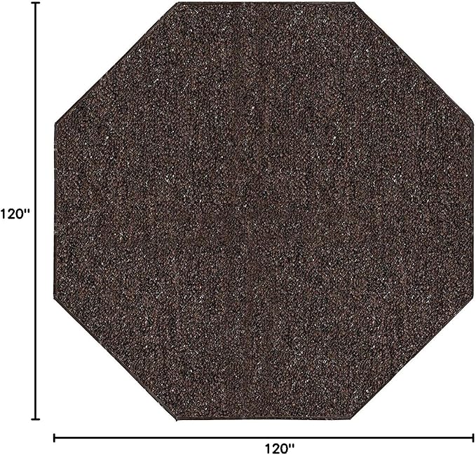 Ambiant Broadway Collection Pet Friendly Indoor Outdoor Area Rugs Brown - 10' Octagon, Stain & Fade Resistant, Easy Care, Pet & Kids Friendly, Made in USA, Perfect for Weddings & Everyday Use!