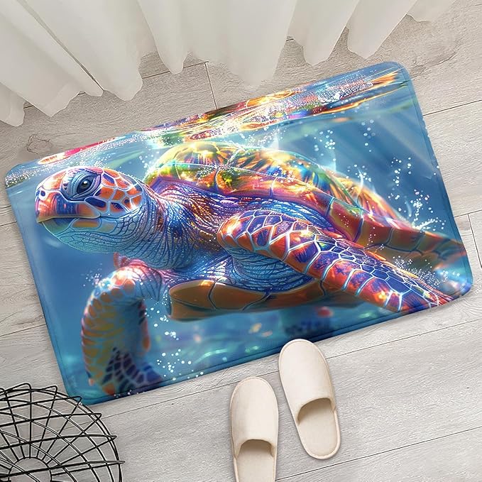Sea Turtle Coastal Rug - Kids Sea Turtle Rugs for Bedroom Ocean Life Theme, 35" L x 23" W