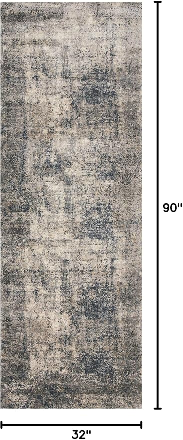 Loloi II Teagan Collection TEA-05 Denim/Slate 2'-8" x 7'-6", .25" Thick, Runner Rug, Soft, Durable, Neutral, Woven, Low Pile, Non-Shedding, Easy Clean, Living Room Rug