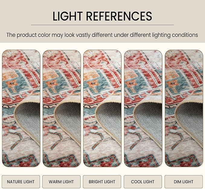 Washable 2x8 Area Rugs, Rugs for Living Room, Low-Pile Water&Stain Resistant Carpet Vintage Distressed Printed Non-Slip Carpet for Bedroom Bathroom Kitchen-Yellow/Brown