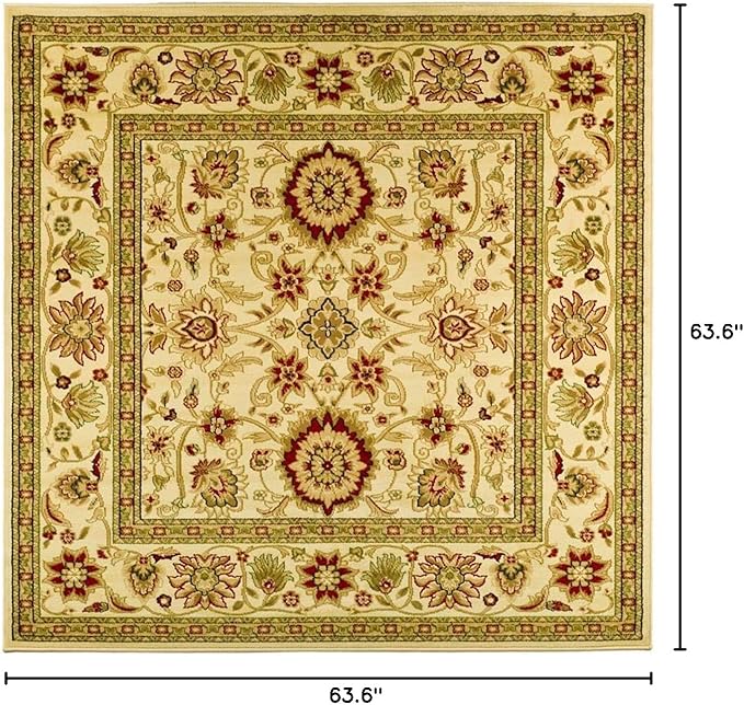 SAFAVIEH Lyndhurst Collection 5'3" Square Ivory / Ivory LNH212L Traditional Oriental Non-Shedding Living Room Bedroom Area Rug