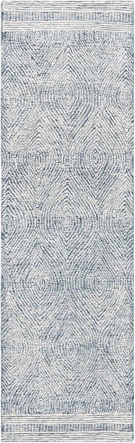 SAFAVIEH Abstract Collection Runner Rug - 8' Runner, Ivory & Navy, Transitional Design, Ideal for High Traffic Areas in Hallway, Bathroom & Kitchen (ABT340N-28)