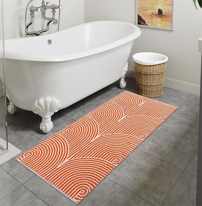 Tiffasea Entryway Rug 2'x4.3', Machine Washable Runner Rug, Cotton Woven Kitchen Rug Modern Area Rug Reversible Bedroom Bathroom Runner Front Door Mat Indoor Outdoor Rugs for Laundry/Living Room