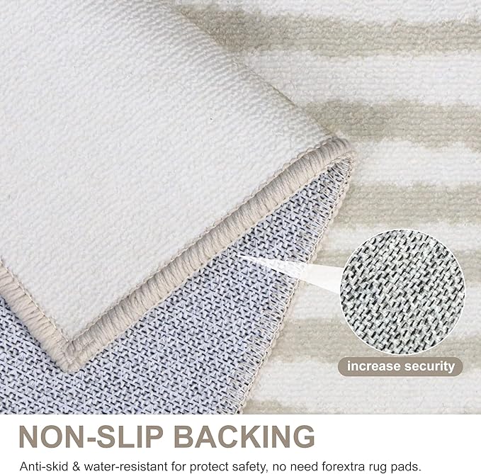 Bavni 8x10 Area Rugs, Abstract Modern Living Room Rugs, Large Machine Washable Rug Non-Slip, Soft Pet Friendly Rugs for Bedroom, Playroom, Dining Room, Abstract Cream