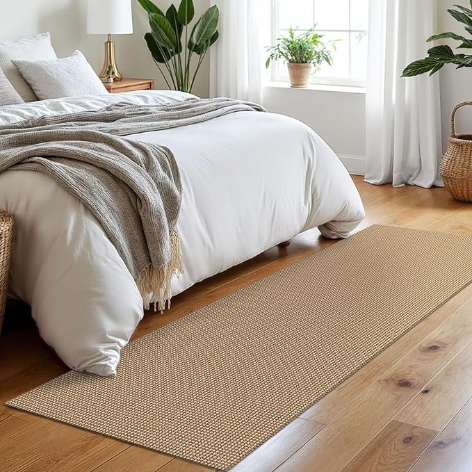 Braided Runner Rug 2x7 Ft Washable Runners for Hallways Non Slip Kitchen Runner Rug Cotton Entryway Runner Indoor, Woven Floor Carpet for Hall Kitchen Bedroom, Orange/Tan/Brown