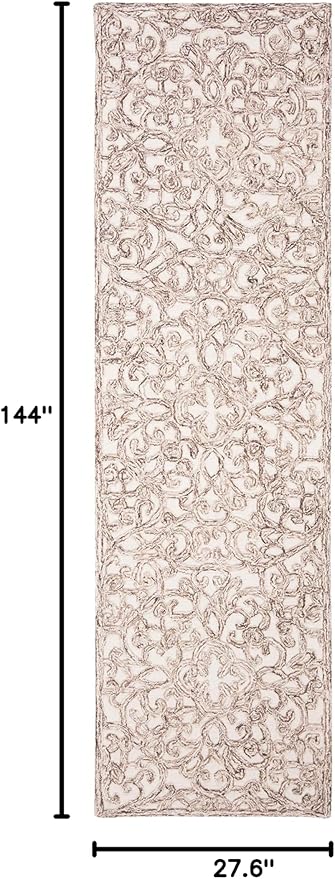 SAFAVIEH Trace Collection Runner Rug - 2'3" x 12', Brown & Ivory, Handmade Wool, Ideal for High Traffic Areas in Living Room, Bedroom (TRC103T)
