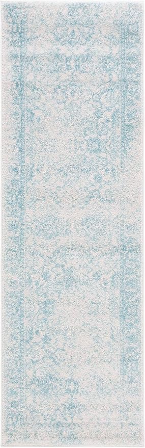 SAFAVIEH Adirondack Collection Runner Rug - 2'6" x 8', Ivory & Light Blue, Oriental Distressed Design, Non-Shedding & Easy Care, Ideal for High Traffic Areas in Living Room, Bedroom (ADR109L)