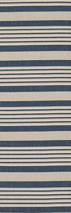 SAFAVIEH Courtyard Collection Runner Rug - 2'3" x 6'7", Navy & Beige, Non-Shedding & Easy Care, Indoor/Outdoor & Washable-Ideal for Patio, Backyard, Mudroom (CY6062-268)