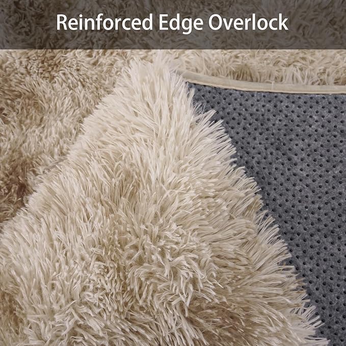 Upgrade Non-Slip Plush Rugs for Living Room, Soft Shaggy Carpets for Living Room, Fuzzy Rugs for Kids' Room, Perfect Decor for Modern Home Tie Dye Camel 8x10 Feet