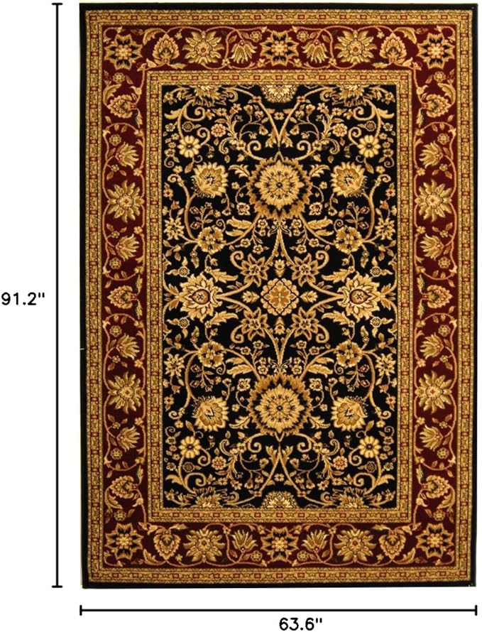 SAFAVIEH Lyndhurst Collection Area Rug - 5'3" x 7'6", Black & Red, Traditional Oriental Design, Non-Shedding & Easy Care, Ideal for High Traffic Areas in Living Room, Bedroom (LNH212G)