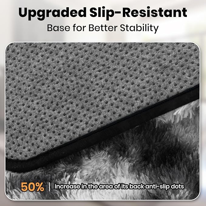 Zentavio Black and White Area Rugs for Living Room Large Rugs for Bedroom 8x10 Soft Carpet Fluffy Furry Shag Aesthetic Plush High Pile Gray Throw Rug for Nursery Kids Room Dorm Tie-Dyed