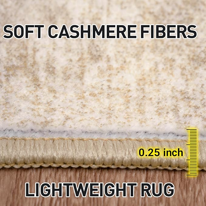 2'6''x8' Runner Rugs Washable Rug: Modern Abstract Living Room Rug Soft Anti-Skid Thin Carpet Indoor Floor Non-Shedding Carpets for Bedroom Dining Room Farmhouse Nursery Home Office - Beige