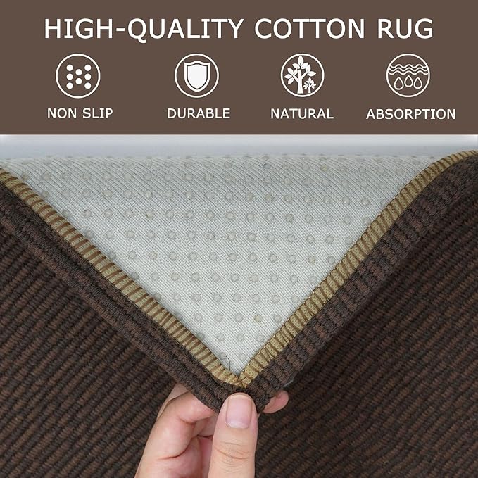 KOZYFLY Washable Runner Rug 3x12 ft Hallway Kitchen Runner Rugs with Rubber Backing Bobo Non Slip Entryway Runner Indoor, Long Carpet Runners for Hall Kitchen Entryway, Coffee/Brown