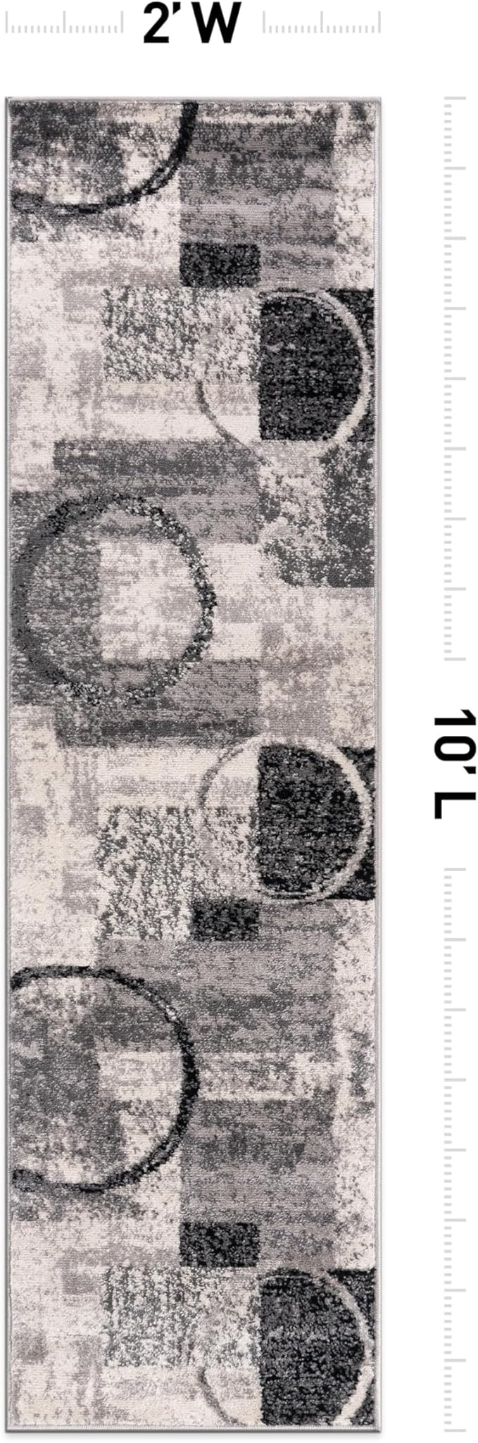 Rugshop Contemporary Abstract Circle Design Soft Runner Rug 2' x 10' Cream