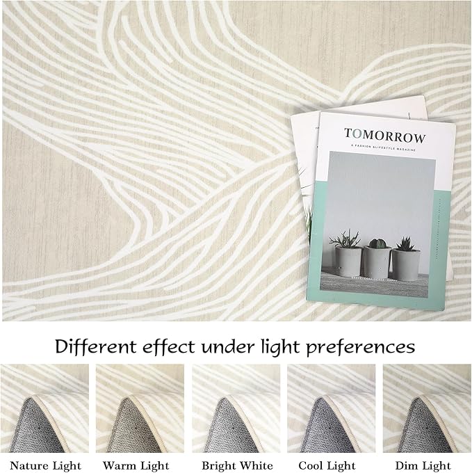 Large Area Rug 9x12 Rugs for Living Room Washable Rug Non Slip Modern Abstract Rug Low Pile Foldable Thin Rug Soft Indoor Non-Shedding Carpet for Bedroom Nursery Home Office Beige/White