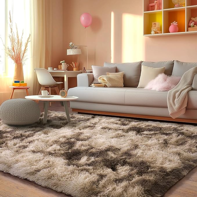 Fluffy Rug for Living Room,Furry Carpet for Teen,Shaggy Rug for Nursery Room, Hot Pink Fuzzy Plush Rug for Dorm, Rectangle Shag Rug 9x12 Feet