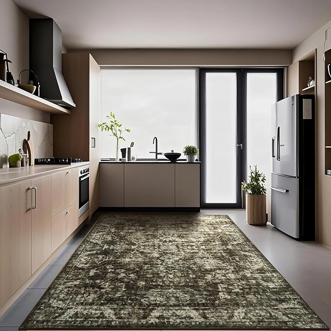 5x8 Non Slip Area Rug, Modern Soft Rugs for Living Room Machine Washable Easy Clean, Kids Pet Friendly Non Shedding, Comfortable for Bedroom Dining Room Kitchen Home Office Floor