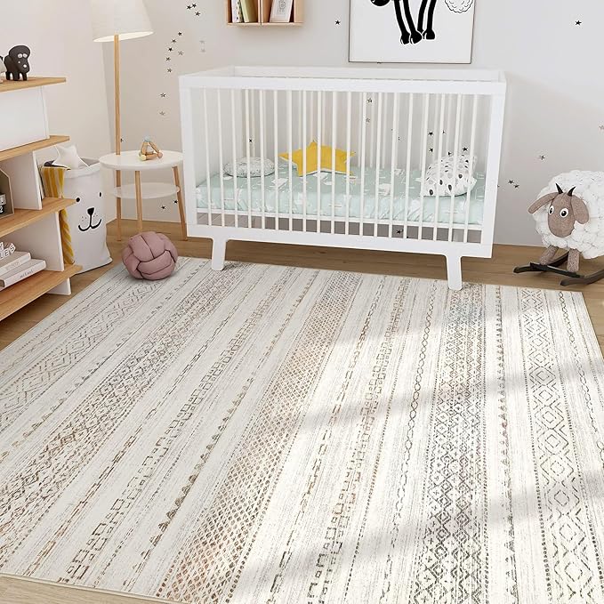 10x14 Area Rugs Living Room: Washable Boho Large Neutral Modern Soft Stain Resistant Farmhouse Indoor Floor Rug Non Slip Accent Carpet for Bedroom Nursery Kids Playroom Office Dining Room- Colorful