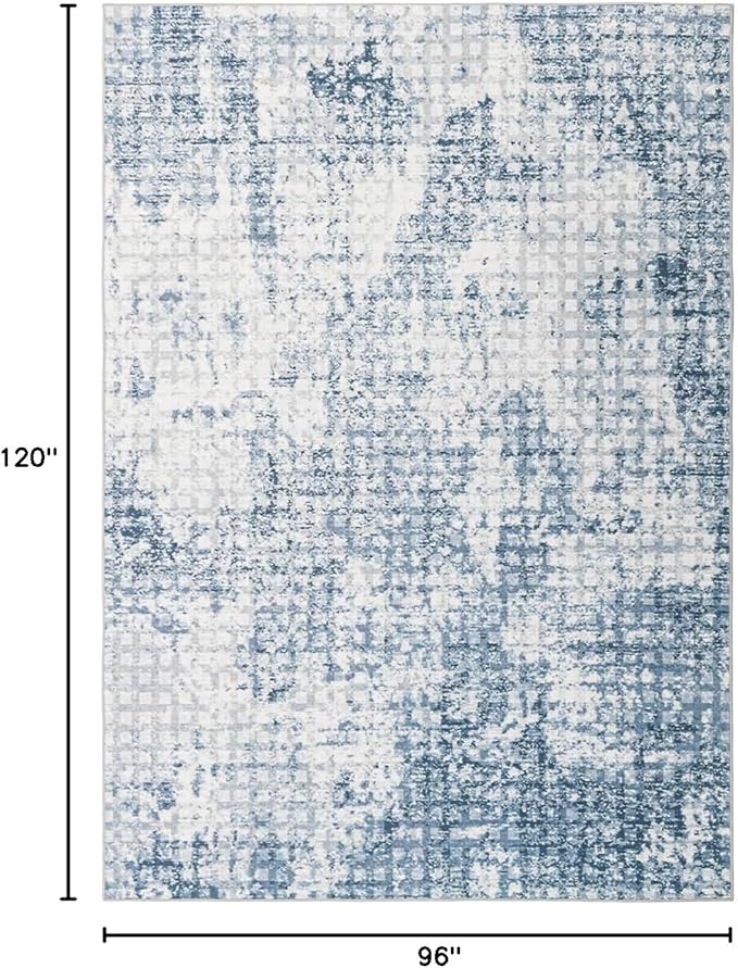 Washable Area Rugs 8x10 for Living Room Abstract Rugs Non Slip Lightweight Carpets for Bedroom Dining Kitchen Home Decor Office Area Rugs (Blue)