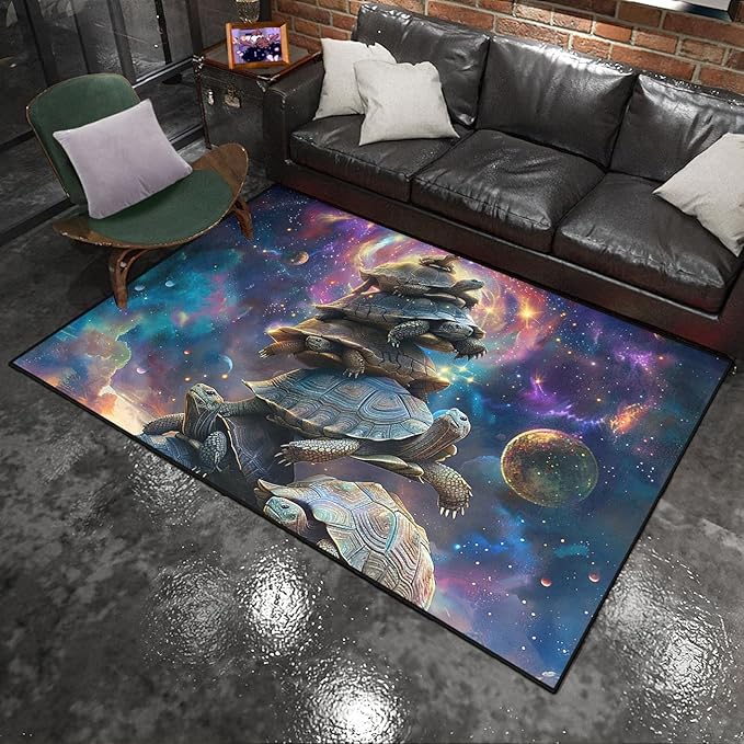 Sea Turtles Carpet Rugs - Kids Sea Turtle Coastal Rug for Bedroom Ocean Life Theme, 80 x 58 Inches