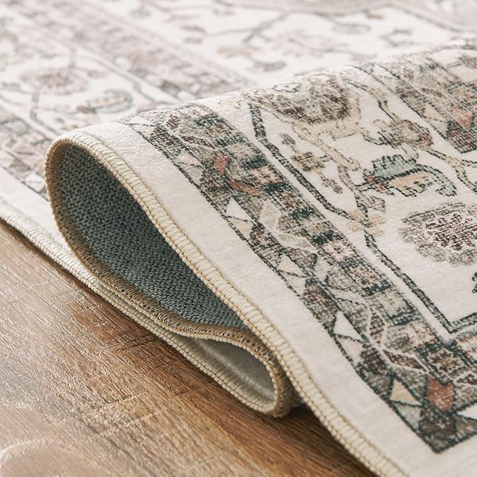 jinchan Runner Rug 2x5 Washable Hallway Rug Indoor Rug Non Slip Grey Taupe Vintage Laundry Room Rug Print Retro Distressed Carpet Soft Thin Rug Accent Rug for Bedroom Kitchen