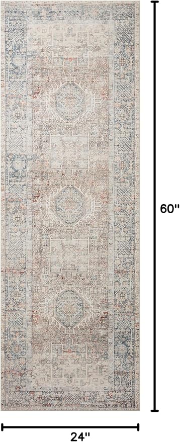 Loloi Chris Loves Julia Jules Collection JUL-07 Natural/Ocean 2'-0'' x 5'-0'', .13" Pile Height, Accent Rug