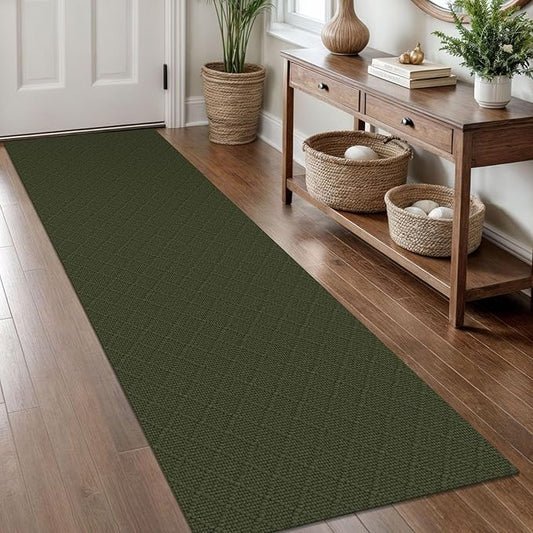 KOZYFLY Runner Rug 2x8 Ft Washable Runners for Hallways Non Slip Rubber Backed Kitchen Runners, Braided Cotton Entryway Runner Indoor, Floor Carpet for Hallway Kitchen Entryway, Dark Green