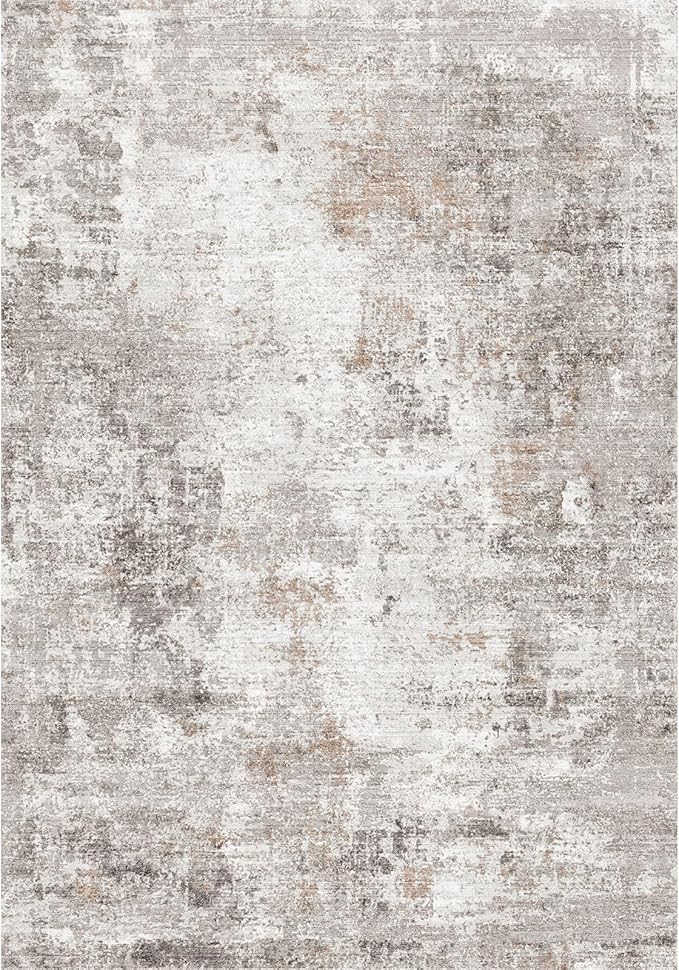 12x18ft Extra Large Living Room Rug – Washable Modern Abstract Neutral Oversize Rugs for Bedroom,Dining Room,Family Room – Non-Slip Low-Pile Thin Stain-Resistant Carpet (Beige,Grey)