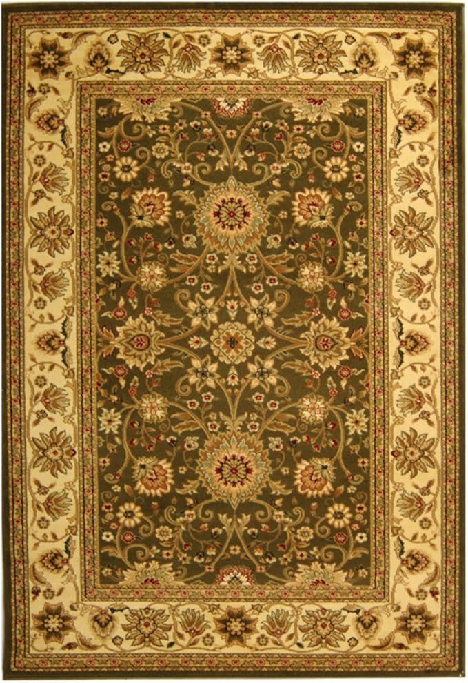 SAFAVIEH Lyndhurst Collection 8' Square Sage / Ivory LNH212C Traditional Oriental Non-Shedding Living Room Bedroom Dining Home Office Area Rug