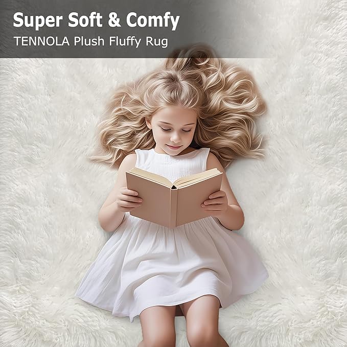 White Fluffy Rug for Bedroom Living Room, 2x3 Small Area Rug Furry Throw Bedside Rug for Dorm, Non-Slip Entryway Indoor Front Door Mat, Soft Plush Shag Carpet Washable for Nursery Kids Room