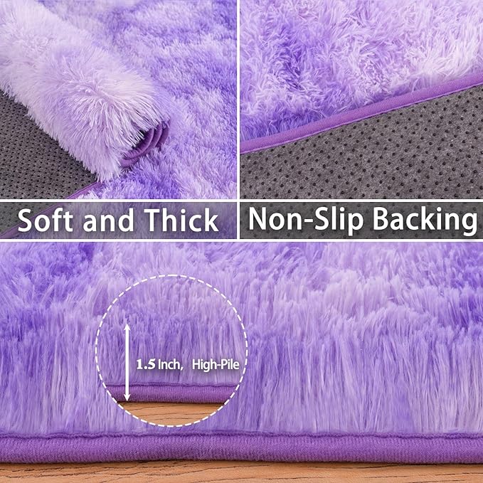 Large Rugs 8x10 Area Rugs for Living Room,Plush Fluffy Carpets for Boy and Girls Room, Modern Soft Shag Rug for Bedroom, Non Slip, Indoor Carpet for Kids Dorms Home Office Decor, Purple