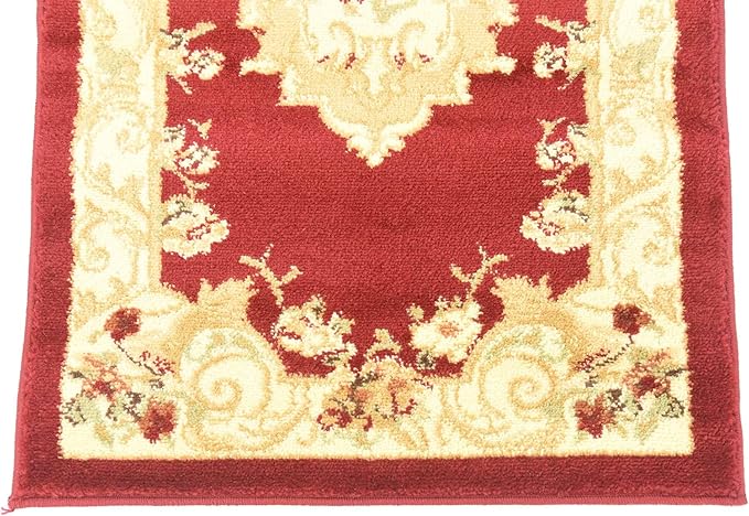 Unique Loom Versailles Collection Traditional Classic Floral Motif Area Rug (2' 2 x 6' 0 Runner, Burgundy/ Ivory)