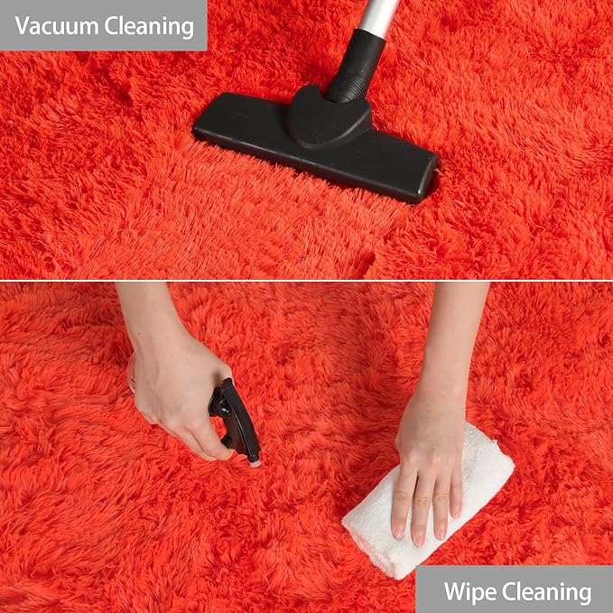 YJ.GWL Area Rugs for Living Room Bedroom, 5x8 Machine Washable Large Orange Carpet, Soft Fluffy Shaggy Thick Big Shag Indoor Floor Rug for Kids Boy and Girls Room Dorm Home Decor Aesthetic