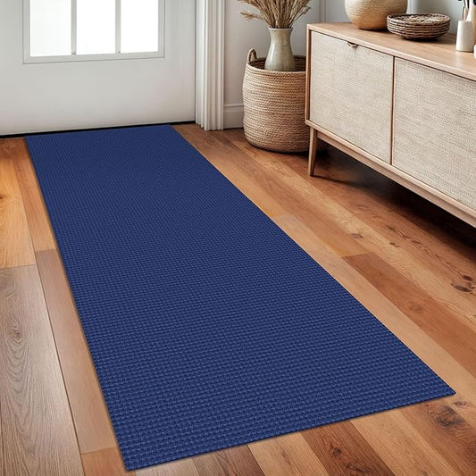 Braided Runner Rug 2x5 Ft Washable Runners for Hallways Kitchen Runner Rug Rubber Backed Cotton Entryway Runner Indoor, Woven Floor Carpet for Hall Kitchen Bedroom, Royal Blue/Navy