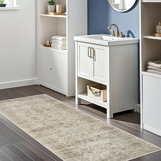 Living Room 2x5 Runner Rug - Boho Rugs for Living Room Stain Resistant Carpet Vintage Tribal Rugs for Bedroom Kitchen Bathroom with Non Slip Backing Home Decor Floor Decoration Mat 2x5 Beige/Brown