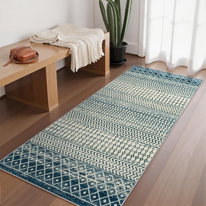 Machine Washable Area Rugs, 2x5 Kitchen Runner Rug Non Slip,Low Pile Non-Shedding Indoor Front Door Rug Carpet for Bedroom Kitchen Entryway Laundry Room