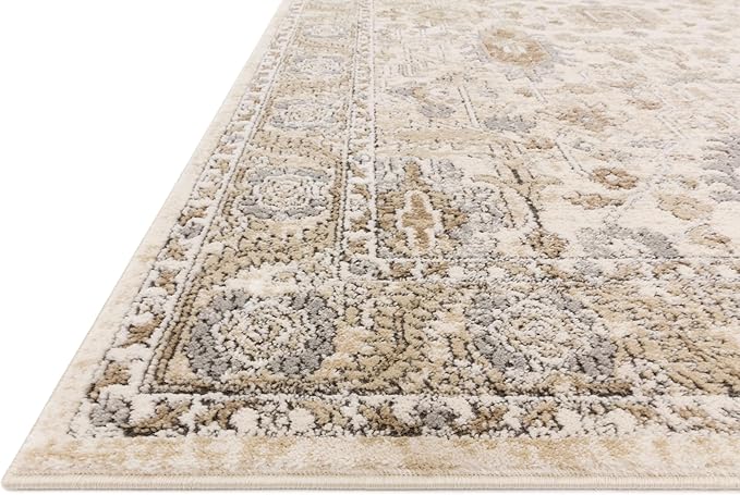 Loloi II Teagan Collection TEA-03 Ivory/Sand 3'-4" x 5'-7", .25" Thick, Accent Rug, Soft, Durable, Neutral, Woven, Low Pile, Non-Shedding, Easy Clean, Living Room Rug