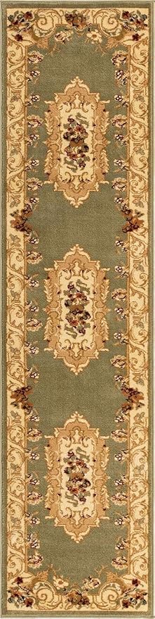 Unique Loom Versailles Collection Traditional Classic Floral Motif Area Rug (2' 0 x 8' 0 Runner, Green/Ivory)