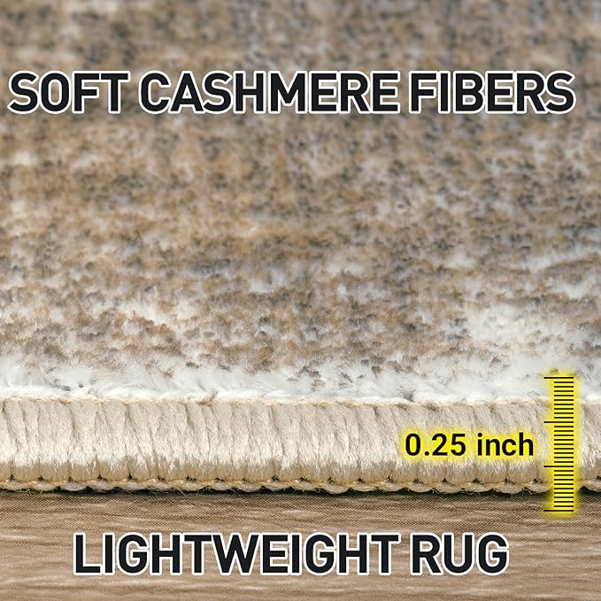 2'6''x8' Runner Rugs Washable Rug: Modern Abstract Living Room Rug Soft Anti-Skid Thin Carpet Indoor Floor Non-Shedding Carpets for Bedroom Dining Room Farmhouse Nursery Home Office - Brown White
