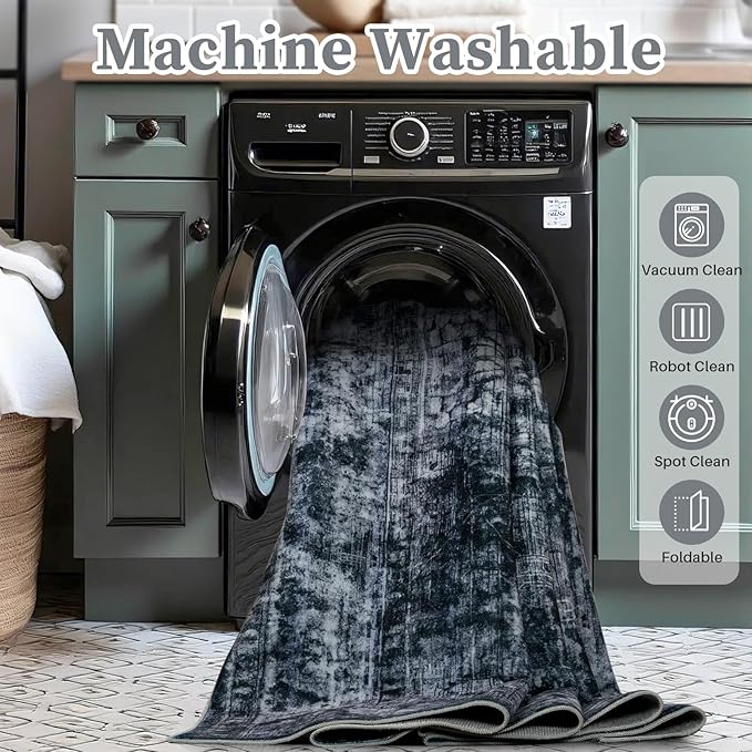 3x5 Non Slip Area Rug, Modern Soft Rugs for Living Room Machine Washable Easy Clean, Kids Pet Friendly Non Shedding, Comfortable for Bedroom Dining Room Kitchen Home Office Floor - Gray